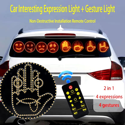 Car Finger Expression Light Remote Control Led Lighting Gesture Light Road Rage Middle Finger Gesture Palm Light Accessories